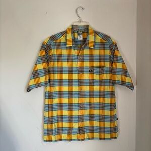 The North Face A5 Series Yellow & Blue Checkered Button Shirt Size L